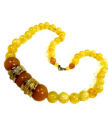 Vtg Necklace Pauline Rader Lucite Yellow Swirl Butterscotch Chunky Beads... - £46.57 GBP