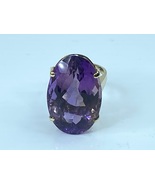 14K yellow gold faceted Checkerboard  Oval faceted Amethyst ring 16.8g s... - £718.03 GBP