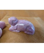 (Y-SEAL-556) SEAL carving PINK rhodonite gem stone FIGURINE baby seals s... - $19.03 CAD