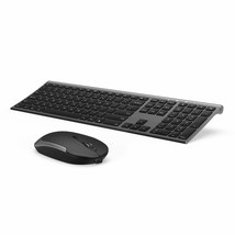 Wireless Keyboard And Mouse, 2.4Ghz Rechargeable Compact Quiet Full-Size Keyboar - £57.54 GBP