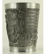 Vintage German Metal Repousse Pictorial Pewter Souvenir Cup Rastal Zinn ... - £16.40 GBP