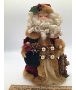 VTG Old World Santa Tree Topper Bag and Wreath Red Velour Tan Fir - $24.70