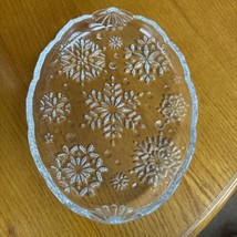MIKASA Crystal Candy Dish Holiday Lights 9.5”X7” Christmas Dish Snowflake Patter - $13.85