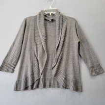 A Byer Women Cardigan Size M Gray Sweater Flowy Open Front Preppy 3/4 Sl... - £10.61 GBP