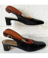 Salvatore Ferragamo Navy Blue Leather Cap Toe Slingback Delier in Box-9.... - $1,265.17 MXN