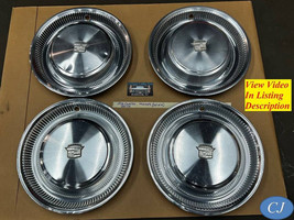 OEM 76 Cadillac Deville 15&quot; HUB CAPS WHEEL COVERS WITH CREST EMBLEM - SE... - $247.49