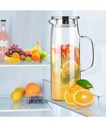 Glass Pitcher with Lid and Spout 50oz/ 1.5L, Hot/Cold Water Pitcher - $13.85
