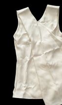 CELINE Paris 100% Silk Cross Front Top Off White Size 34 Made in France NWT image 2