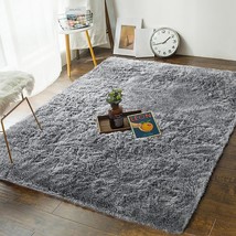 Grey Andecor Soft Fluffy Bedroom Rug, 4 X 6 Ft\. Indoor Shaggy Plush Area Rugs - £27.32 GBP