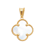 22ct Yellow Gold Mother Of Pearl Clover Pendant 16mm Width - $599.38 CAD