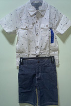 Lucky Brand Boys 2pc Button Up Shirt/Denim Shorts Set Clover Woven - Size 7 - £17.46 GBP