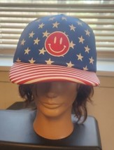 Trucker Happy Smiley Face Patriotic Red White Blue Hat Mesh Snapback - £8.87 GBP