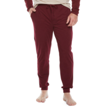 Stafford Men&#39;s Knit Pajama Lounge Jogger Pants LARGE Rich Burgundy Super... - $22.24