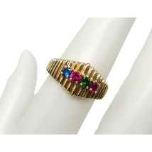 Multicolor Gemstone  Mothers Ring Size 6.5 Gold Plated Vintage Spinel Topaz - $26.72