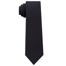 CALVIN KLEIN Black Pindot Discrete Reflective Logo Silk Blend Skinny Tie - £19.63 GBP