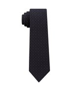 CALVIN KLEIN Black Pindot Discrete Reflective Logo Silk Blend Skinny Tie - £19.95 GBP