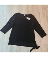 Chicos Travelers Size 1 Black Tie Stretch Top - $536.35 MXN