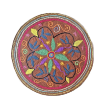 Shipibo Hand Embroidered Round Patch | Ayahuasca Flower | 10.5&quot; (27 cm) ... - $28.49