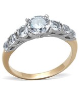 Rose Gold Plated 7 Stone Clear CZ Engagement Ring Stainless Steel TK316 - $21.78 CAD