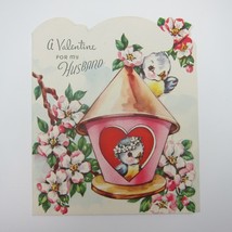 Vintage Valentine For Husband Fold Out Blue Birds Birdhouse Cherry Blossom Tree - £11.98 GBP