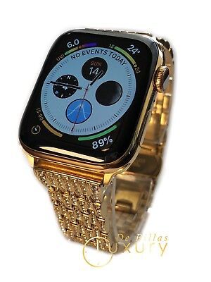 24K Gold Plated 45MM Apple Watch SERIES 8 Diamond Rhinestones Band GPS LTE O2 Item image 2