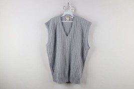 Deadstock Vtg 70s Streetwear Mens 2XLT Blank Ribbed Knit Sweater Vest Gray USA - £80.78 GBP