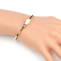 Gold Tone Faux Mother of Pearl Hand &amp; Swarovski Style Crystal Bracelet - £20.43 GBP