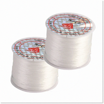 2 Rolls of 60m White Crystal Elastic Thread Cord - High-Quality 0.8mm Stretchy B - £21.34 GBP