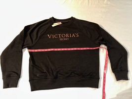 Victoria&#39;s Secret Rose Gold Logo Crew Neck Sweater Black New NWT Sweat Shirt - £54.11 GBP
