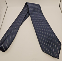 VTG Prince Consort Gold Clasp Tie necktie Blue Grey polka dots 4 inch wide class - £12.11 GBP