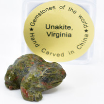 Unakite Jasper Gemstone Tiny Miniature Frog Figurine Hand Carved in China - £12.65 GBP