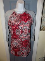 LuLaRoe Randy Tee Shirt Gray W/Multi-Colored Print Size XXS Women&#39;s EUC - £16.63 GBP