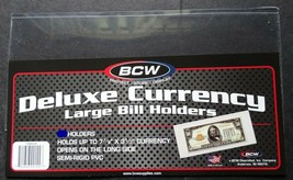 1 Loose BCW Deluxe Large Dollar Bill Currency Semi Rigid Holder Sleeve - £0.77 GBP