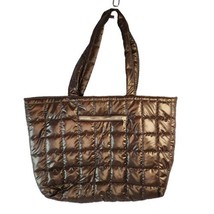 Bronze Puffer Shoulder Tote Lg Snap Closure Double Strap Front Zip Pocke... - £17.98 GBP