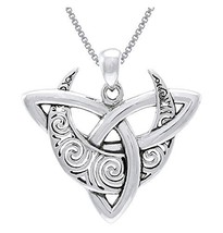 Jewelry Trends Sterling Silver Celtic Triquetra Moon Goddess Trinity Knot Pendan - £50.35 GBP