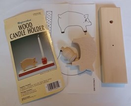 Unfinished Wood Candle Holder Base With Pig CPW355-005 New Old Stock - $12.37