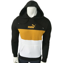 Nwt Puma Msrp $66.99 Ess Men&#39;s Black Yellow Long Sleeve Hoodie Sweatshirt Size S - £21.93 GBP