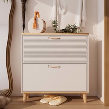 Slim Entryway Shoe Cabinet with 2 Flip Drawers - Narrow Storage - $2,097.48 MXN