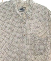 Mens Vintage Shirt  L NAK plaid check Geo Short Sleeve Button front retro - £11.86 GBP