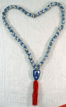 Chinese Porcelain Bead Necklace with Pendant with Shou Symbol &amp; tassel - £15.93 GBP