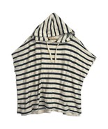 Lou And Grey Loft Top Womens Medium White Blue Hoodie Stripe Boxy Beach ... - $33.83 CAD