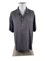 Tommy Bahama Mens Large Size Silk Black Button Down Shirt Short Sleeve - $18.95