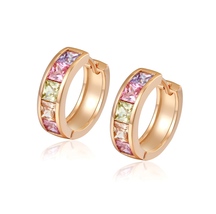 Hoop Earrings 18k Gold Color Colorful Zirconia Luxury Jewelry - £14.45 GBP