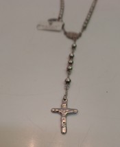 BNWT Black Jack $109 Stainless Steel Gold Color Rosary Prayer Beads   - £43.52 GBP