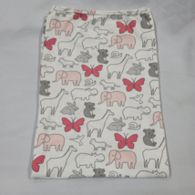 Carters Pink White Gray Animal Baby Blanket Jungle Butterfly Bunny Giraffe Zoo - $19.79