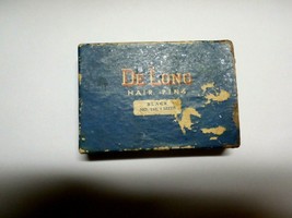 VINTAGE BOX OF DeLONG BLACK HAIR PINS NO.110   4 SIZES - $3.23