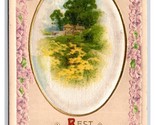 Floral Easter Wishes Silk Applique UNP Unused Embossed DB Postcard H29 - $5.89