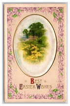 Floral Easter Wishes Silk Applique UNP Unused Embossed DB Postcard H29 - £4.69 GBP