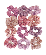 12pc Pink Satin Hair Scrunchies Elegant Comfortable Large &amp; Small Ties L... - £10.35 GBP