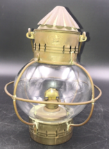 VTG Tung Woo Brass Nautical Ship Onion Globe Lantern w/ Hand Blown Glass 9.5&quot; - £74.46 GBP